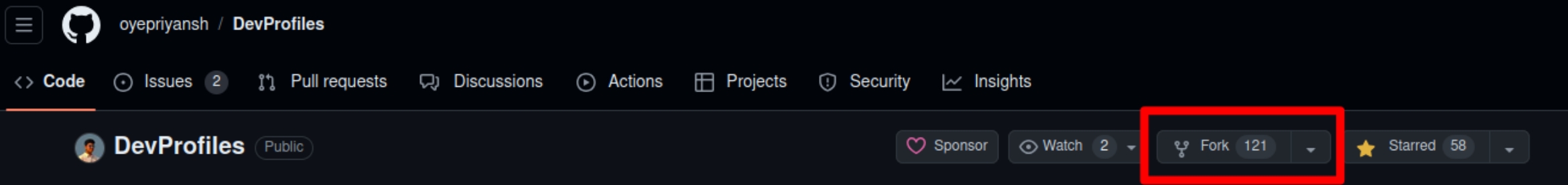 Fork repository on GitHub